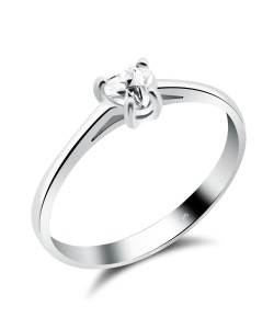 Silver Ring Heart Stone 4mm. CSR-151-4